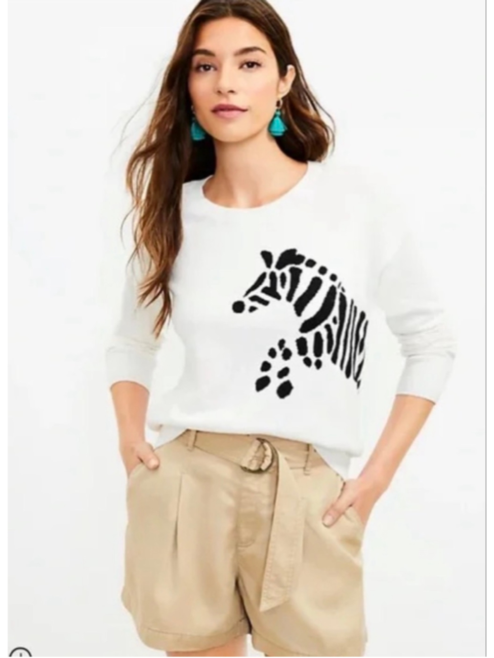 Loft 3/4 sleeve zebra sweater size S